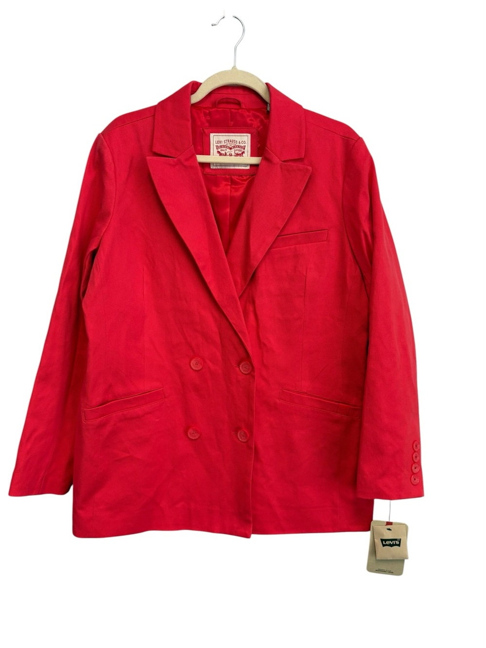 New Levi's Tailored Double-breasted Oversized Blazer in Red Size Medium - Picture 4 of 14